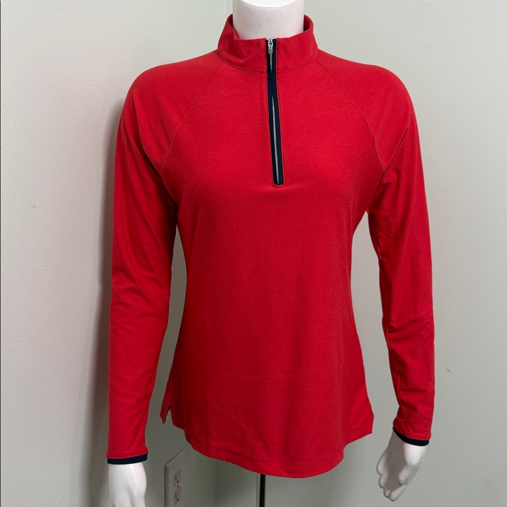 Peter Millar Quarter Zip Pullover Red And Navy Sm… - image 1